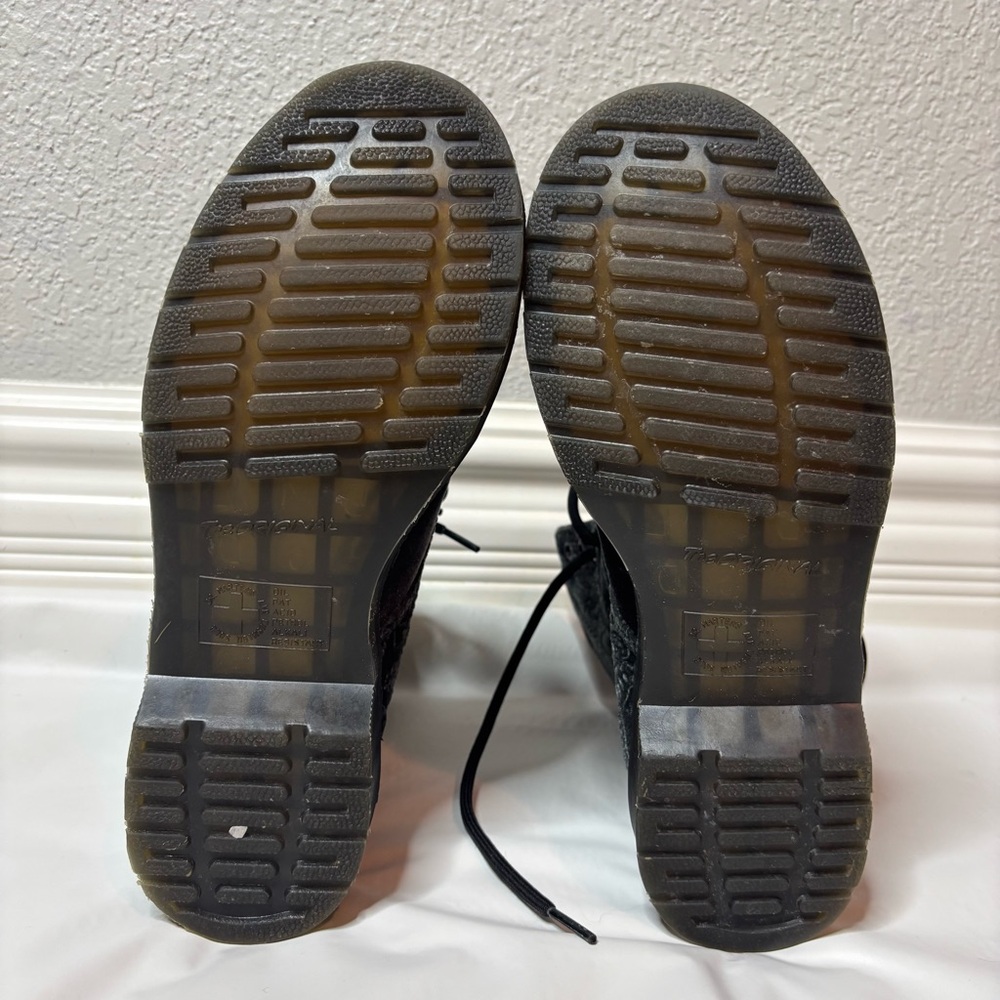 Dr Martens Brocade Velvet Lace Up Combat Boots Grey Silver Paisley Women's 8 - Picture 9 of 10